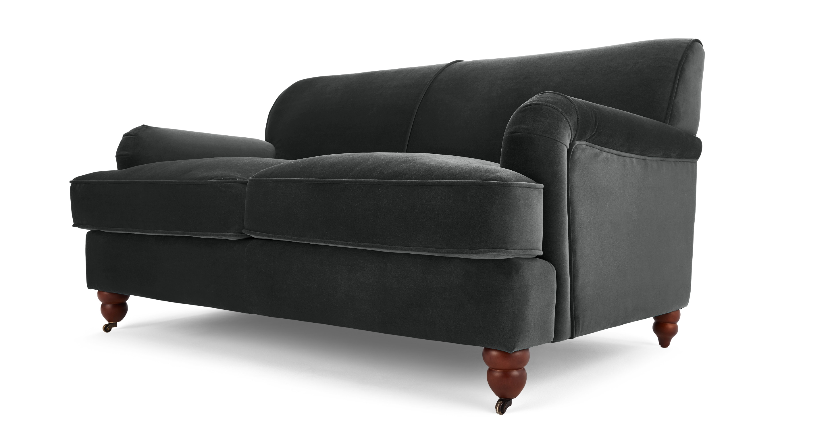 Orson 2 Seat Sofa, Midnight Grey Velvet • Sofas Etc