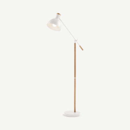 Cohen Floor Lamp, White and Natural Oak, White