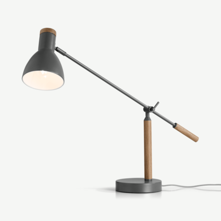 Cohen Table Lamp, Deep Grey and American Oak