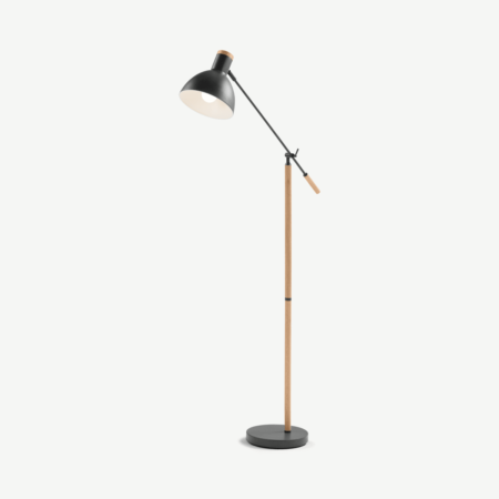 Cohen Floor Lamp Deep Grey and American Oak