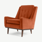 Scott Armchair, Burnt Orange Cotton Velvet