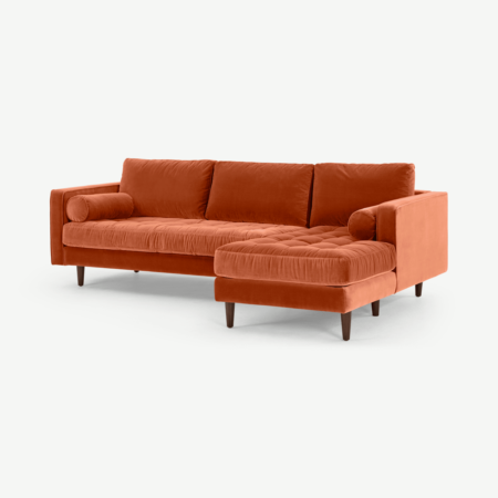 Scott 4 Seater Right Hand Facing Chaise End Sofa, Burnt Orange Cotton Velvet