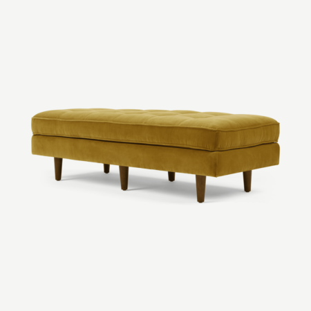 Scott Ottoman Bench, Gold Cotton Velvet