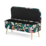 Abel Ottoman Storage Bench, Curator Floral Print & Brass Legs