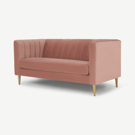Amicie 2 Seater Sofa, Blush Pink Velvet