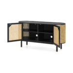 Ankhara Sideboard, Black Stained Oak & Rattan