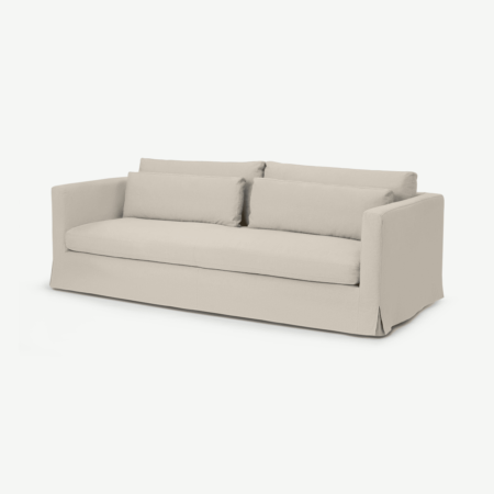 Arabelo 4 Seater Loose Cover Sofa, Natural Cotton & Linen Mix Fabric