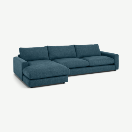 Arni Large Left Hand Facing Chaise End Corner Sofa, Aegean Blue Textured Weave
