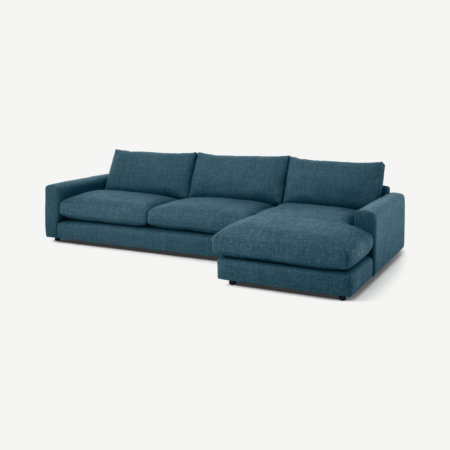 Arni Large Right Hand Facing Chaise End Corner Sofa, Aegean Blue Textured Weave