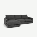 Arni Left Hand Facing Chaise End Corner Sofa, Slate Textured Weave