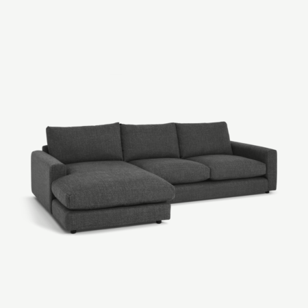 Arni Left Hand Facing Chaise End Corner Sofa, Slate Textured Weave