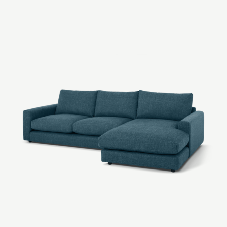 Arni Right Hand Facing Chaise End Corner Sofa, Aegean Blue Textured Weave