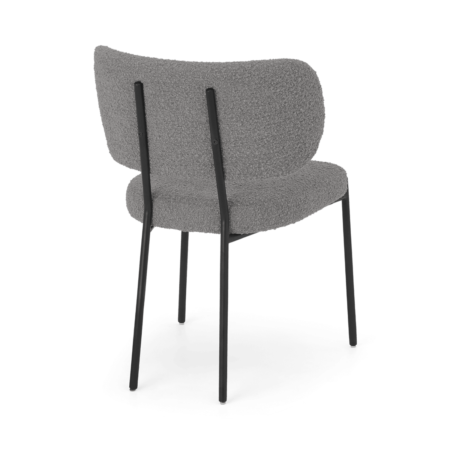 Asare Dining Chair, Steel Boucle & Black Leg