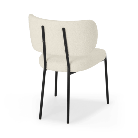 Asare Dining Chair, Whitewash Boucle & Black Leg