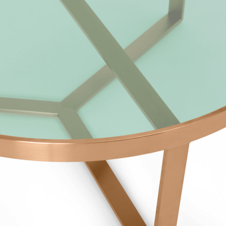 Aula Coffee Table, Brushed Copper & Green Glass