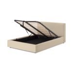 Bahra Double Bed with Ottoman Storage, Stone Corduroy Velvet