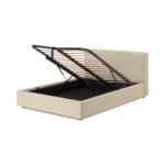 Bahra King Size Bed with Ottoman Storage, Stone Corduroy Velvet