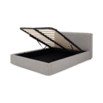 Bahra King Size Bed with Ottoman Storage, Washed Grey Cotton