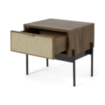 Balmore Bedside Table, Walnut & Hessian