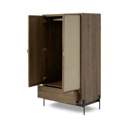 Balmore Double Wardrobe, Walnut & Hessian