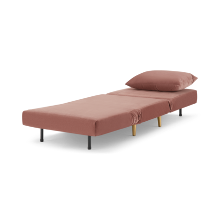 Bessie Single Sofa Bed, Blush Pink Velvet