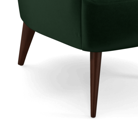 Bodil Accent Armchair, Bottle Green Velvet with Dark Wood Leg