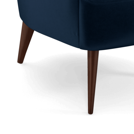 Bodil Accent Armchair, Regal Blue Velvet with Dark Wood Leg