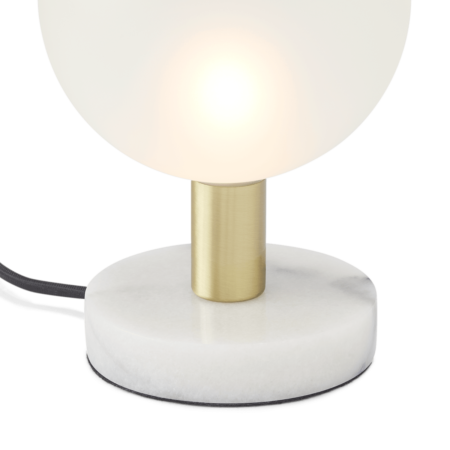 Boll Table Lamp, White Marble, Black & Frosted Glass