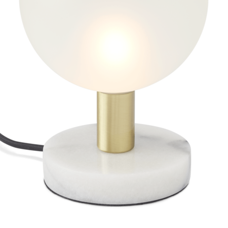 Boll Table Lamp, White Marble, Black & Frosted Glass