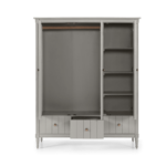 Bourbon Vintage 3 Door Triple Wardrobe, Grey