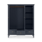 Bourbon Vintage 3 Door Triple Wardrobe, Slate Blue