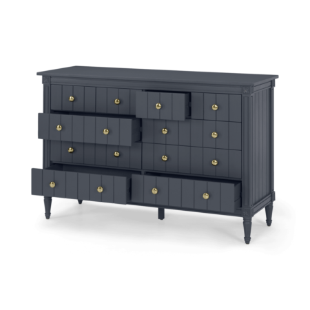 Bourbon Vintage Wide Chest Of Drawers, Slate Blue