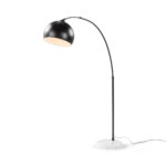 Bow Large Arc Overreach Floor Lamp, Black and White Marble