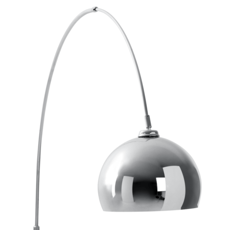 Bow Large Arc Overreach Floor Lamp, Chrome and White Marble