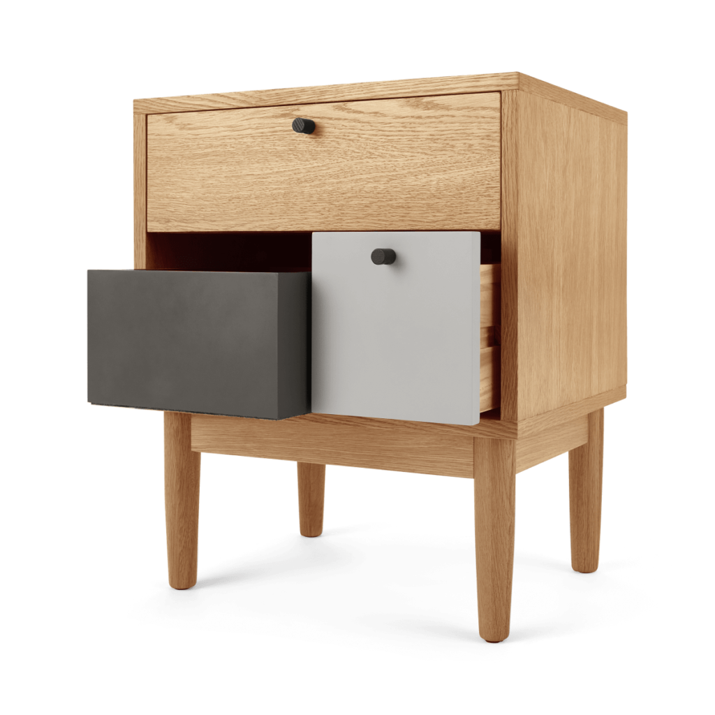 Odie 2 Drawer Bedside Table, Dark Stain Oak • Sofas Etc
