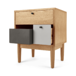 Campton Bedside Table, Oak & Grey