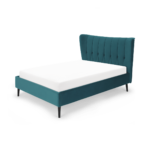 Charley Double Bed, Seafoam Blue Velvet & Black Legs