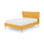 Charley Double Bed, Yolk Yellow & Oak Stain Legs