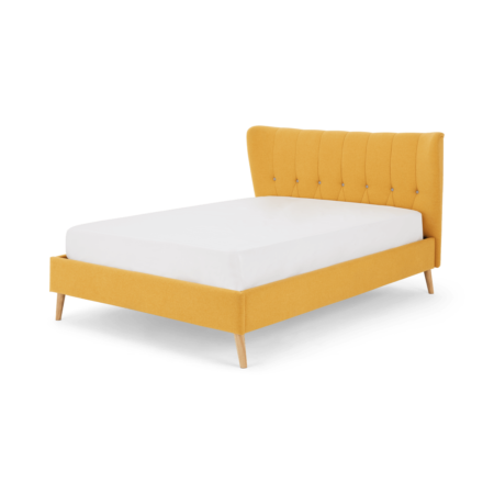 Charley Double Bed, Yolk Yellow & Oak Stain Legs