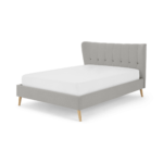 Charley King Size Bed, Hail Grey & Oak Stain Legs