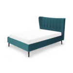 Charley King Size Bed, Seafoam Blue Velvet & Black Legs