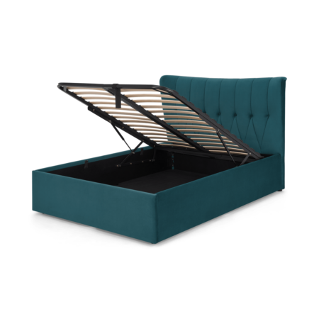 Charley King Size Ottoman Storage Bed, Seafoam Blue Velvet