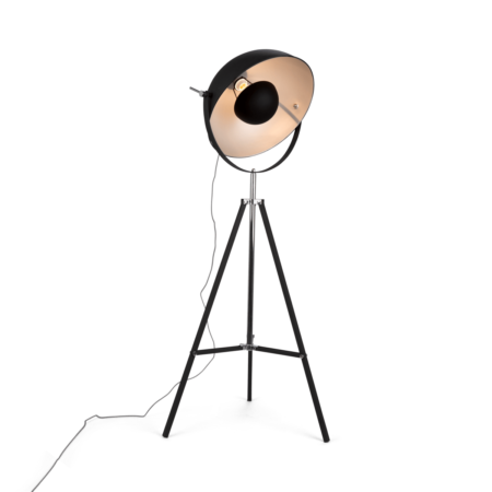 Chicago Tripod Floor Lamp, Black and Silver