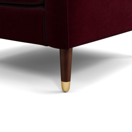 Content by Terence Conran Oksana Armchair, Plush Burgundy Velvet with Dark Wood Brass Leg