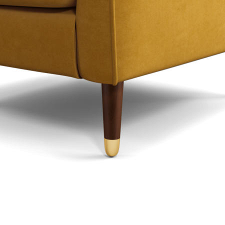 Content by Terence Conran Oksana Armchair, Plush Tumeric Velvet with Dark Wood Brass Leg