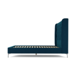 Custom MADE Romare Double Bed, Navy Wool with Nickel Legs