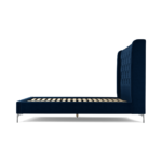 Custom MADE Romare Double Bed, Regal Blue Velvet with Nickel Legs