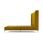 Custom MADE Romare Double Bed, Saffron Yellow Velvet with Nickel Legs