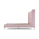 Custom MADE Romare Double Bed, Tea Rose Pink Cotton with Nickel Legs