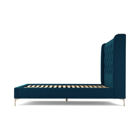 Custom MADE Romare Double size Bed, Navy Wool with Brass Legs